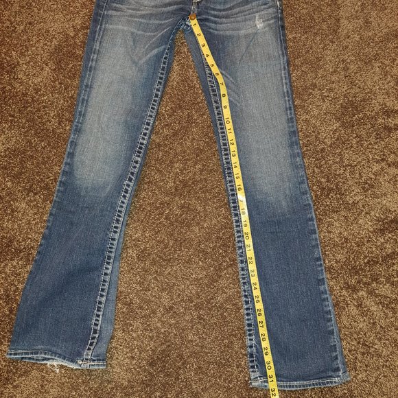 💫Big Star Sweet Boot Ultra-Low Rise Embroidered Distressed Jeans 26R - Picture 6 of 11